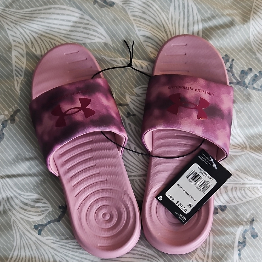Under Armour Purple and Pink Slide Sandals
